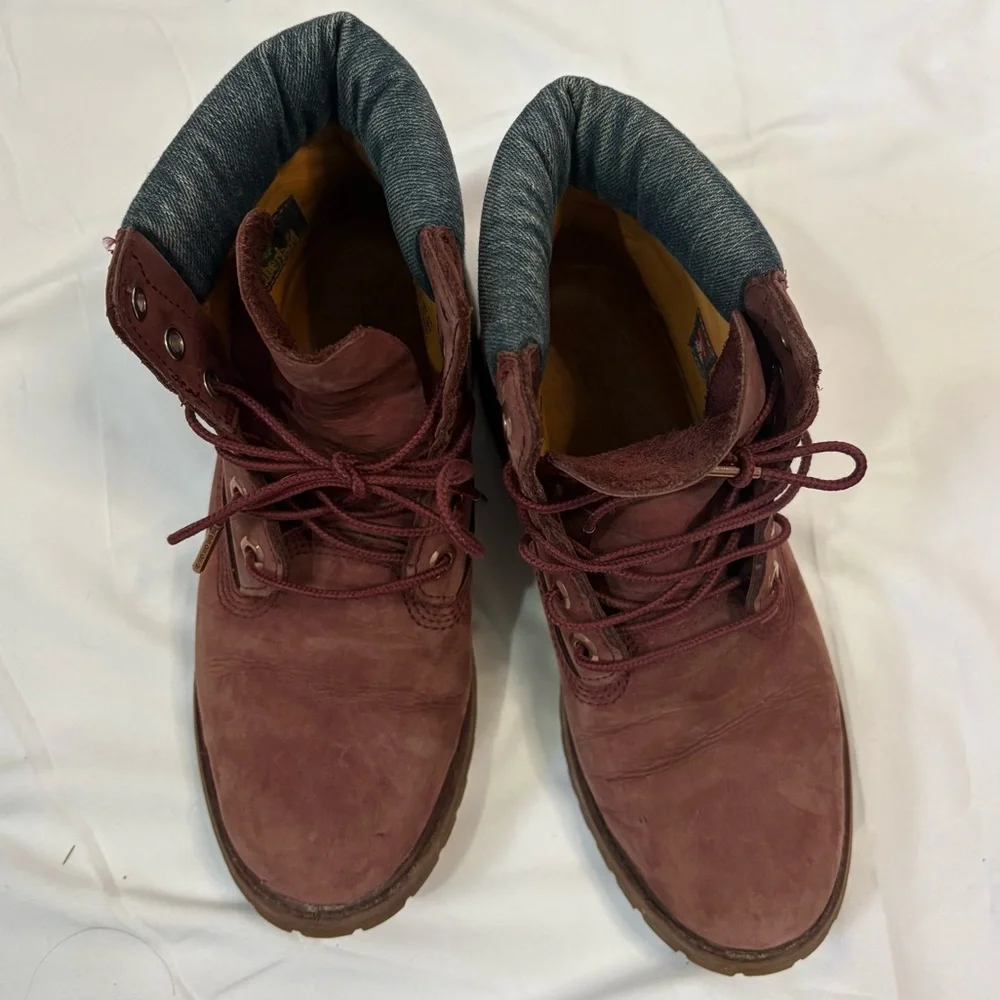 Timberland Premium 6 inch Boots Burgundy Women’s 8 Waterproof Classic Lace-up - Picture 5 of 10